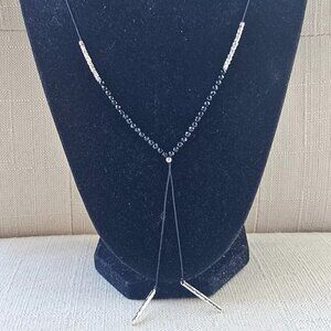 Gorjana Necklaces Black Cord Y neck adjustable silver nugget beads Necklace Jewe